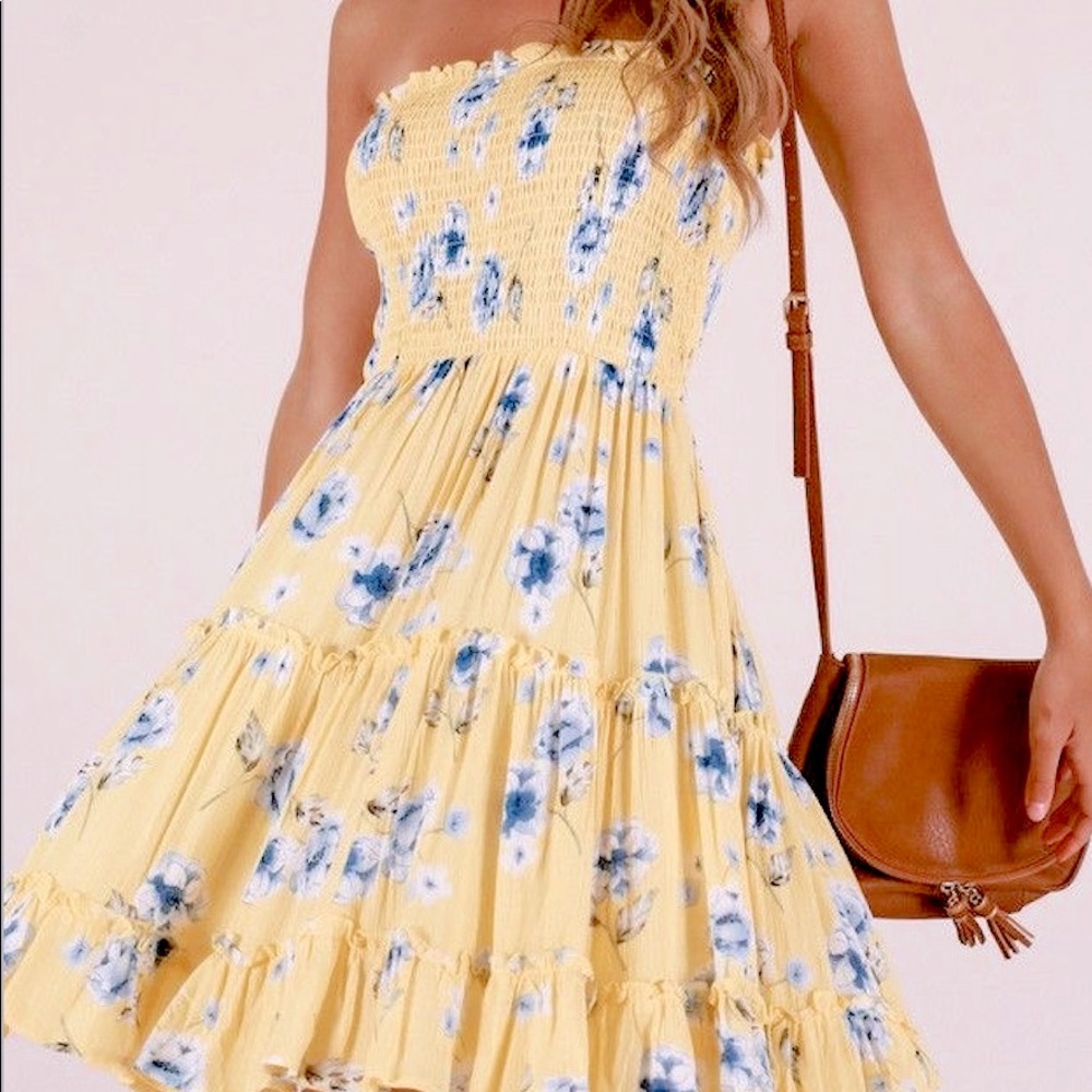 Showpo Strapless Floral Mini Dress